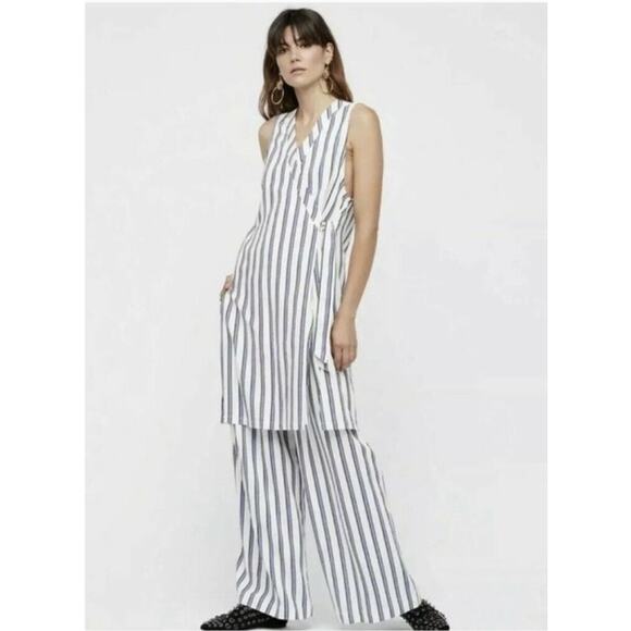 Free People Tuxedo Stripe Wide Leg Pants Set XS - Picture 1 of 11
